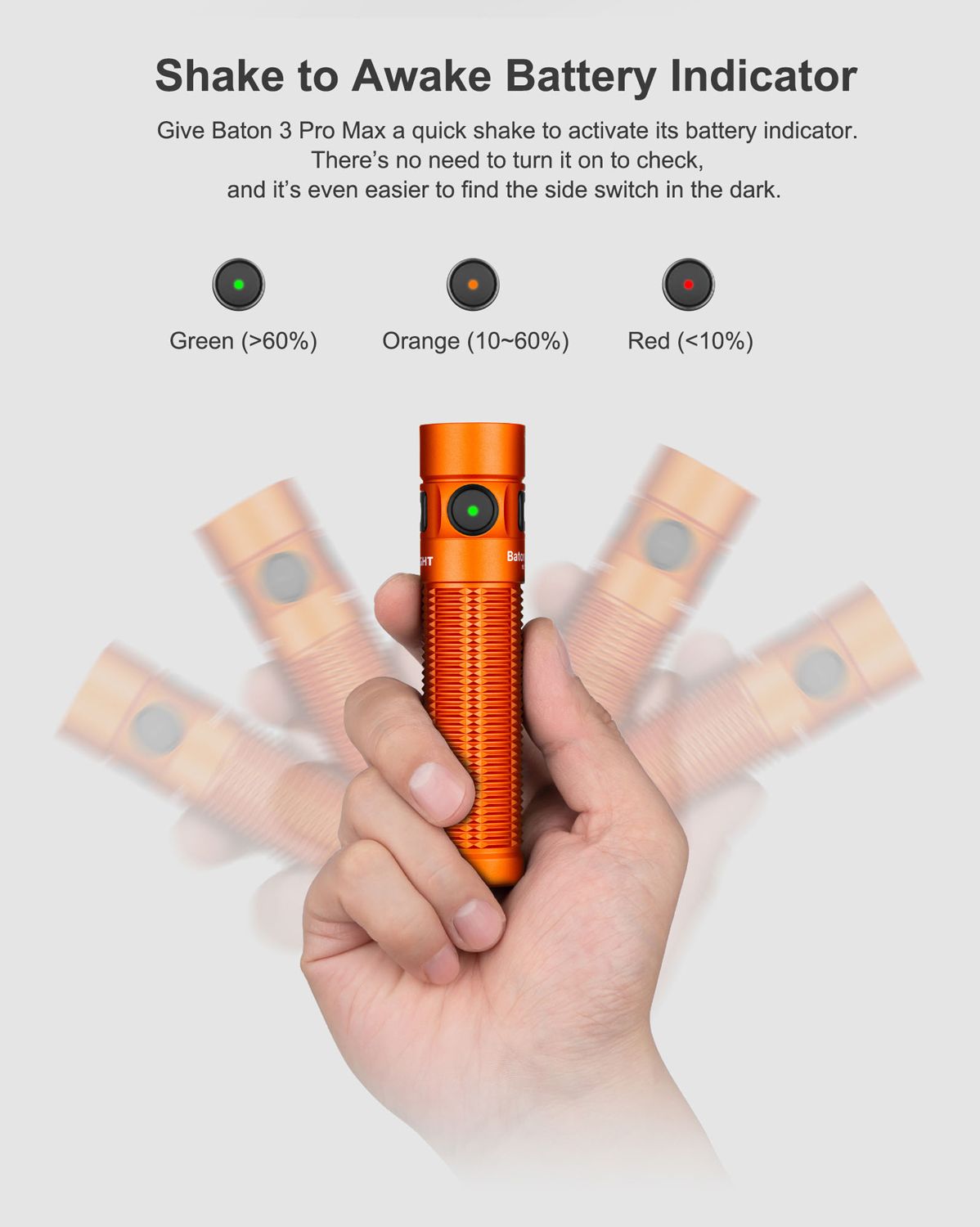 Olight Baton 3 Pro Max Rechargeable Cool White LED Flashlight Orange