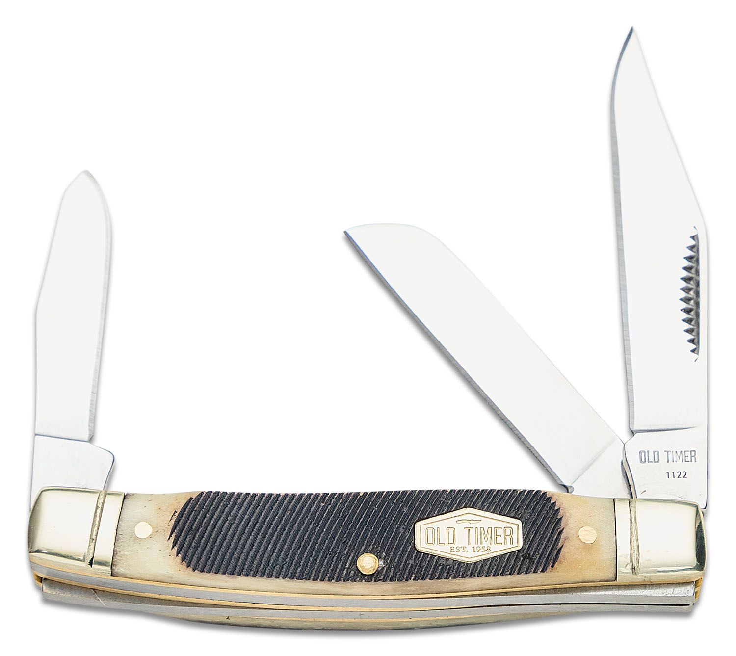 Schrade 34OTB Old Timer Middleman 3 3 Closed Sawcut Bone Handles With