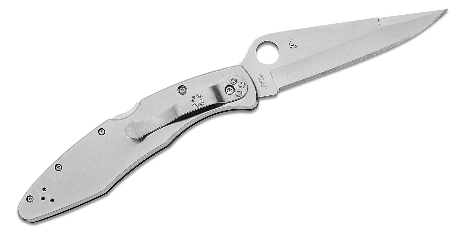 Spyderco Police Folding Knife Vg Satin Plain Blade Stainless