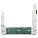 Maserin 195/MCV Sessantesimo Slipjoint Pocket Knife, Pen and Serrated Sheepsfoot Blades, Gray Aluminum Handles with Green Micarta Onlays, Leather Pouch