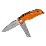 Maserin 283/2A Rescue 2 Folding Knife 3.625 inch N690 Combo and Saw Blades, Orange Aluminum Handles, Safety Cutter