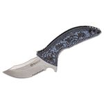 Maserin 640/G10G Ghost Flipper Knife 3.54 inch N690 Stonewashed Upswept Combo Blade, Gray/Black G10 Handles