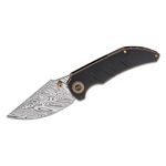 We Knife Company Matt Christensen Riff-Raff Folding Knife 3.12 inch Heimskringla Damasteel Clip Point Blade, Black/Bronze Titanium Handles