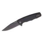 Ocaso Knives 29BAB The Strategy Flipper Knife 3.5 inch K110 Black Clip Point Blade, Black Aluminum Handles