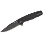 Ocaso Knives 29BGB The Strategy Liner Lock Flipper Knife 3.5 inch K110 Black Clip Point Blade, Black G10 Handles