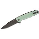 Ocaso Knives 29JGB The Strategy Liner Lock Flipper Knife 3.5 inch K110 Black Clip Point Blade, Jade G10 Handles