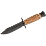 Ontario 499 Air Force Survival Knife 5 inch Sawback Blade with False Top Edge and Blood Grooves, Natural Leather Handle and Sheath