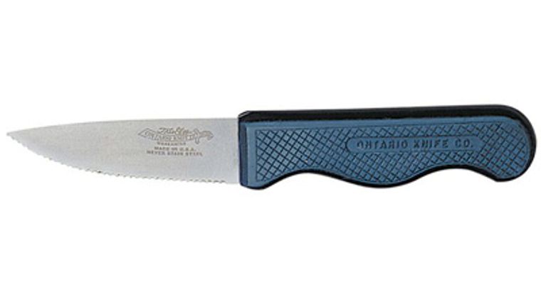 Ontario Vegetable Field Knife 3.75 inch Stainless Steel Blade, Blue Plastic  Handle