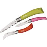 Opinel 3-Piece Garden Folding Knife Trio Set, Sandvik 12C27 Blades, Multi-Color Beechwood Handles