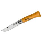 Opinel N06 Folding Knife 2.875 inch X90 Carbon Plain Blade, Varnished Beechwood Handle