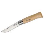 Opinel N08 Folding Knife 3.28 inch Sandvik 12C27 Stainless Plain Blade, Beechwood Handle