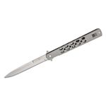 Al Mar Quicksilver Slimline Ultralight Flipper Knife 5 inch D2 Satin Talon Spear Point, Milled Titanium Handles