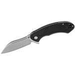ArtisanCutlery Eterno Flipper Knife 3.54 inch Stonewashed D2 Modified Sheepsfoot Blade, Milled Black G10 Handles