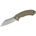 ArtisanCutlery Eterno Flipper Knife 3.54 inch Stonewashed D2 Modified Sheepsfoot Blade, Milled Green G10 Handles