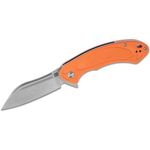 ArtisanCutlery Eterno Flipper Knife 3.54 inch Stonewashed D2 Modified Sheepsfoot Blade, Milled Orange G10 Handles