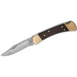 Buck 110 Folding Hunter 3.75 inch Blade, Ebony Wood Handles, Lockback, Leather Sheath