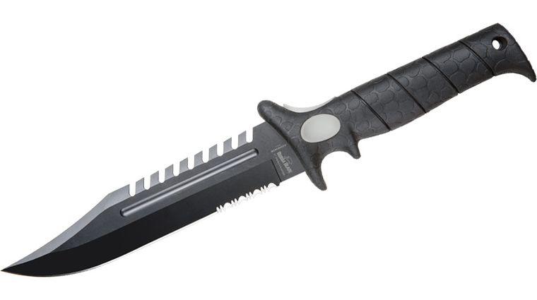 Bubba Blade Penetrator Fixed Blade Knife 7 Black Sawback Combo, Black TPR  Handle and Nylon Sheath - KnifeCenter - BB1-7P - Discontinued