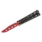 Bear & Son 5 inch Butterfly Trainer, Red Widow Unsharpened Blade, Black Coated Metal Handles