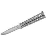 Bear & Son 114 Balisong Butterfly Knife 4.125 inch Satin Blade, Silver Vein Zinc Handles