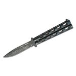 Bear & Son 115GXD Butterfly Knife 3.375 inch Damascus Drop Point Blade, Galaxy Epoxy Coated Stainless Steel Handles