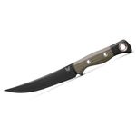 Benchmade Meatcrafter Kitchen Fixed Blade Knife 6.08 inch CPM-154 Black DLC Trailing Point Blade, Bolstered OD Green and Black G10 Handles