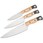 Benchmade 3 Piece Kitchen Knife Set, Stonewashed Blades, Tan Richlite Handles with Black G10 Bolsters