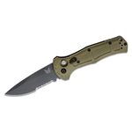 Benchmade 9070SBK-1 Claymore AUTO Folding Knife 3.6 inch CPM-D2 Cobalt Black Drop Point Combo Blade, Ranger Green Grivory Handles