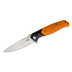 Bestech Knives Swordfish Flipper Knife 4 inch D2 Satin Blade, Orange and Black G10 Handles