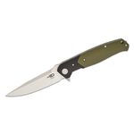 Bestech Knives Swordfish Liner Lock Flipper Knife 4 inch CPM-MagnaCut Satin Spear Point Blade, Green and Black G10 Handles