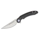 Bestech Knives Kombou Irida Flipper Knife 3.82 inch 14C28N Straight Back Blade, Milled Black G10 Handles