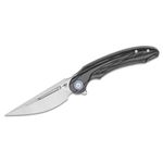 Bestech Knives Kombou Irida Flipper Knife 3.82 inch 14C28N Straight Back Blade, Milled Black Carbon Fiber/G10 Handles
