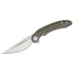 Bestech Knives Kombou Irida Flipper Knife 3.82 inch 14C28N Straight Back Blade, Milled Green Carbon Fiber/G10 Handles