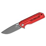 Bestech Knives Circuit Flipper Knife 3.23 inch K110 (D2) Gray Titanium Drop Point Blade, Milled Contoured Red G10 Handles