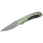 Bestech Knives Junzi Slipjoint Knife 2.8 inch CPM-S35VN Bead-Blast Drop Point, Green Titanium Handles with Carbon Fiber Inlays