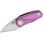 Bestech Knives Tulip Front Flipper Slipjoint Knife 1.53 inch M390 Two-Tone Tanto Blade, Purple Anodized Titanium Handles