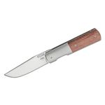 Boker Plus by Reate Zinker Urban Barlow Front Flipper Knife 2.95 inch K390 Satin Clip Point Blade, Burnt Orange Micarta Handles with Titanium Integral Bolsters, KnifeCenter Exclusive