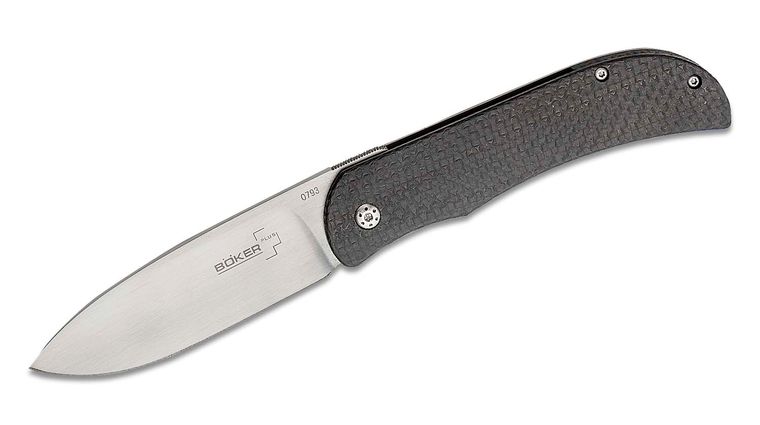 Boker Plus Exskelibur I Folding Knife 3.5 inch CPM-S35VN Satin Blade, Carbon Fiber and Titanium Handles