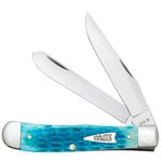 Case Crandall Jig Sky Blue Bone Trapper Pocket Knife 4.13 inch Closed (6254 SS)