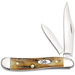 Case Genuine Stag with Fluted Bolsters Small Texas Toothpick 3 Closed  (510096 SS) with Gift Tin - KnifeCenter - 71229