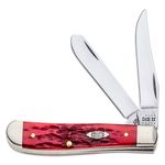 Case Peach Seed Jig Dark Red Bone Mini Trapper 3.5 inch Closed (6207 CS) - Carbon Steel