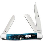 Case Pocket Worn Peach Seed Jig Mediterranean Blue Bone Canoe Pocket Knife  3.63 Closed (62131 SS) - KnifeCenter - 51853