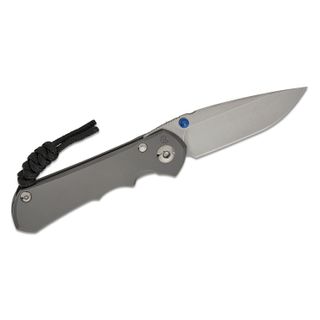 Chris Reeve Left Handed Small Inkosi Folding Knife 2.8 inch CPM-MagnaCut Stonewashed Drop Point Blade, Blue Double Lugs, Titanium Handles