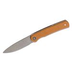 CIVIVI Knives Ferrum Forge Stylum Double Detent Slipjoint Front Flipper Knife 2.96 inch 10Cr15CoMoV Stonewashed Drop Point Blade, Brown Micarta Handles