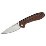 CJRB Cutlery Feldspar Folding Knife 3.5 inch D2 Stonewashed Drop Point Blade, Contoured CNC Machined Burlap Micarta Handles - KnifeCenter Exclusive