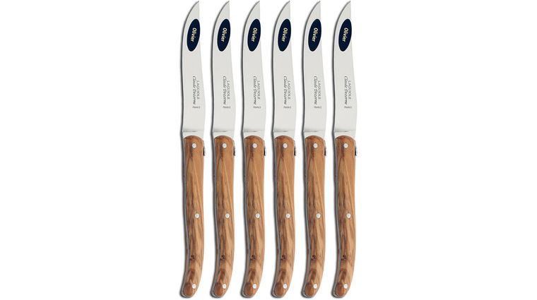 foretrækkes Brandmand fusion Claude Dozorme Set of 6 Laguiole Steak Knives with Olive Wood Handles and  Bee, Wood Gift Box - KnifeCenter - 2.60.001.89
