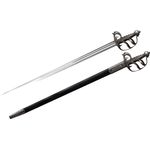 Cold Steel 88SEB English Back Sword 32 inch Carbon Steel Blade, Black Leather Scabbard