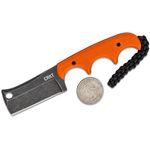 Columbia River CRKT 2383OK Folts Minimalist Cleaver Fixed Blade Neck Knife 2.131 inch D2 Black Blade, Orange G10 Handles, Thermoplastic Sheath