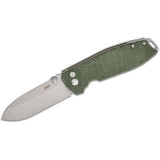 Columbia River CRKT 2495GR Lucas Burnley Squid XM Button Lock Folding Knife 2.95 inch D2 Stonewashed Drop Point Blade, Green Micarta Handles