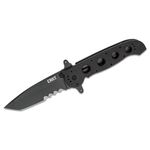 Columbia River CRKT M16-14SFG Carson Special Forces Flipper Knife 3.875 inch Black Combo Tanto Blade, Black G10 Handles