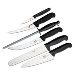 Victorinox - Swiss Army 7.4012-X11 7 Piece Fibrox Culinary Kit w/ (6) Knives & Roll Case, Stainless Steel Knife Set